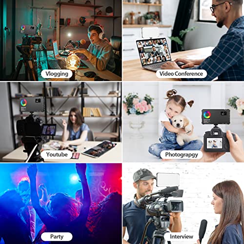 ENEGON RGB Video Light, Built-in 4000mAh Rechargeable Battery LED Camera Light Full Color 24 Common Light Effects, CRI≥95 2500-9000K LED Video Light Panel with Power Bank Function. - color: RGB Photo Fill Light