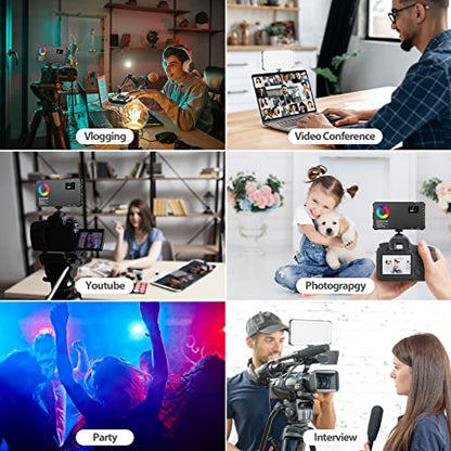 ENEGON RGB Video Light, Built-in 4000mAh Rechargeable Battery LED Camera Light Full Color 24 Common Light Effects, CRI≥95 2500-9000K LED Video Light Panel with Power Bank Function. - color: RGB Photo Fill Light