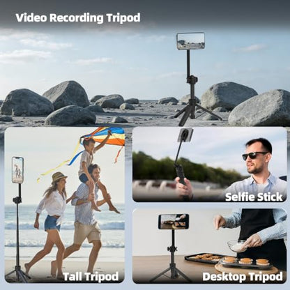 PHOPIK 35" Magnetic Selfie Stick Phone Tripod, Extendable Phone Tripod with Cold Shoe and Remote,Compatible with iPhone/Android/Sport Camera Perfect for Video Recording/Selfies/Insta360 x5（Black） - size: SS21-B