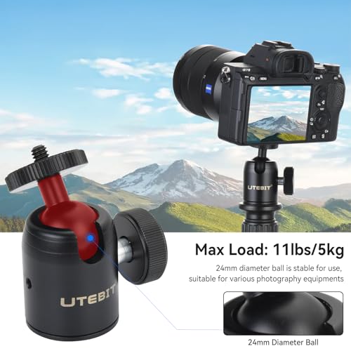 UTEBIT Mini Ball Head, 24mm Ball Head | 1/4" Hot Shoe, 360° Rotatable, Camera Mount Adapter - style: 24mm Ball Head