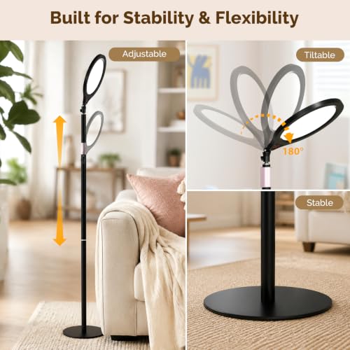 ShowMaven 14" Full Screen Ring Light with Adjustable Stand, Studio LED Ring Light with Phone Holder & 58" Stand, Selfie Light with Remote for Video Photography, TikTok, YouTube, Live Stream