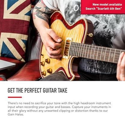 Focusrite Scarlett Solo 3rd Gen USB Audio Interface for Guitarists, Vocalists, Podcasters or Producers to record and playback studio quality sound - style: Scarlett Solo