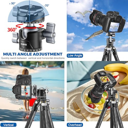 CAVIX 360° Rotating Panoramic Ball Head, Tripod Head Mount 1/4" & 3/8" with Arca Quick Release Plate, for DSLR Camera,Tripod,Monopod,Slider,Camcorder, 11 lbs/5kg Load - size: Ball Dia. 28mm
