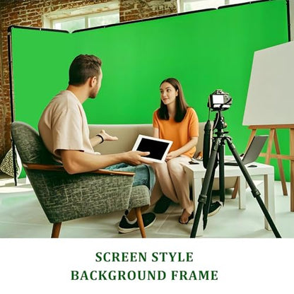 7.87ft x 13.12ft Green Screen Backdrop with Stand, Large Professional Collapsible Backdrop System for Photo Studio, Video Shooting, Live Streaming, Gaming