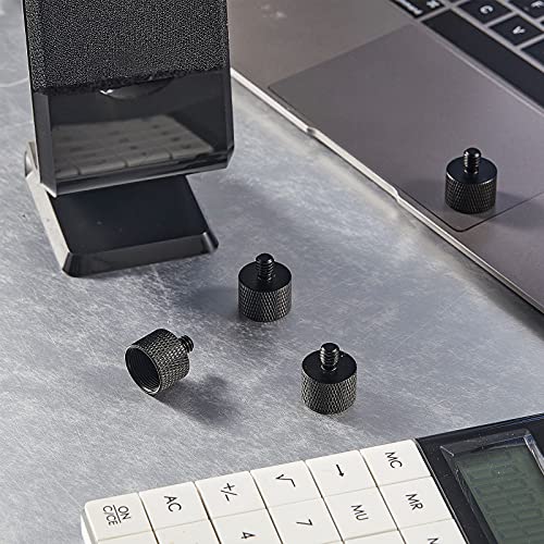 Frienda 4 Pieces Mic Stand Adapter 5/8 Female to 1/4 Male for Camera Mount Tripod Thread Conversion Connector Screw Adapter for Microphone Stand Mount(Black) - color: Black