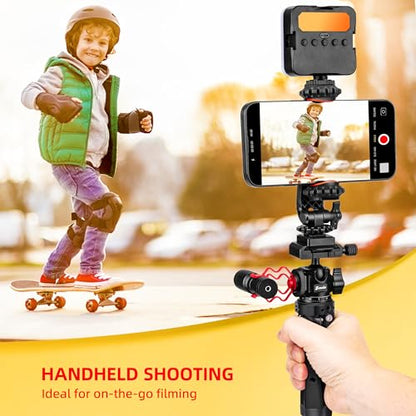 Zeadio Heavy Duty Metal Tripod Kit with Arca Ball Head - Universal Phone Vlogging Kit, Cell Phone Stand & Travel Tripod for iPhone/Android, Camera, Gimbal, Action Cam etc - style: With Arca Ball Head