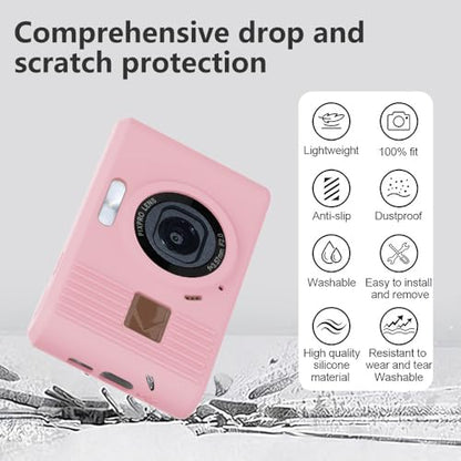 Silicone Case for kodak pixpro C1 Digital Camera with 2PCS Screen Protector and Lanyard - (Pink) - color: Pink