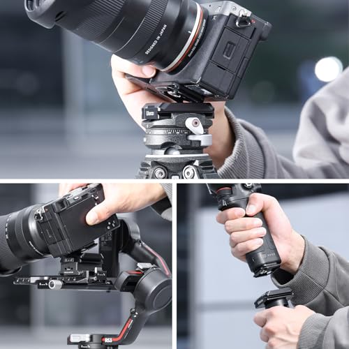 ULANZI UKA01 Camera Quick Release Plate, Tripod Mount Adapter Camera Quick Release Kit w 1/4''-3/8" Screw for Gimbals, Sliders, DSLR, Tripods DJI Sony& 38mm Arca-Swiss Max Load 20kg (Base & Plate)