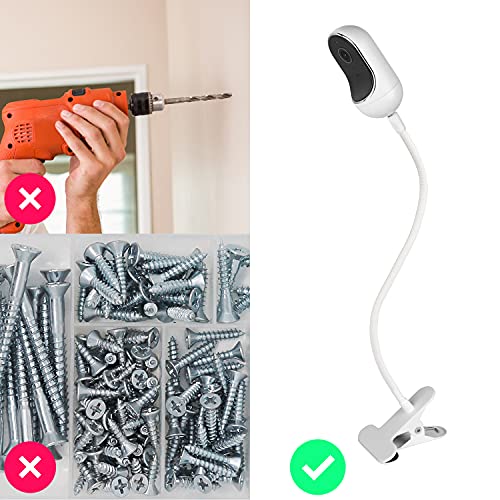 Gooseneck Baby Monitor Mount for Motorola, Owlet, VAVA, Arlo Baby Monitor and Most Universal Baby Security Camera, Flexible Baby Camera Holder Without Tools or Wall Damage - White