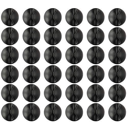 Cable Clips Cord Organizer, Tomorotec Multipurpose Cable Holder with Adhesive Pad Cord Management System, Desktop Cable Organizer for HDMI, Charging Cable, Ethernet, USB Cable (Black 36pcs)