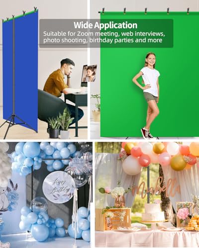 HEMMOTOP T Shape Backdrop Stand, 8x7.5ft(HxW) Portable Photo Background Stand Kit for Parties, Green Screen Stand Only with 5 Spring Clamps and Carrying Case, Banner Holder for Photoshoot, Photography - size: 8x7.5ft (HxW)