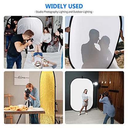NEEWER 59"x79"/150x200cm Light Reflectors for Photography, Portable 5 in 1 Collapsible Multi Disc with Bag - Translucent, Silver, Gold, Black, White Diffuser for Studio and Outdoor Lighting - size: 59" x 79"