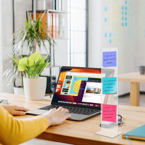 Detachable Acrylic Monitor Memo Board & Memo Message Board Holder by Computer Screen Sticky Note Stand Message Panel Reminder for Office Desk Accessories.2PCS Clear - color: Clear