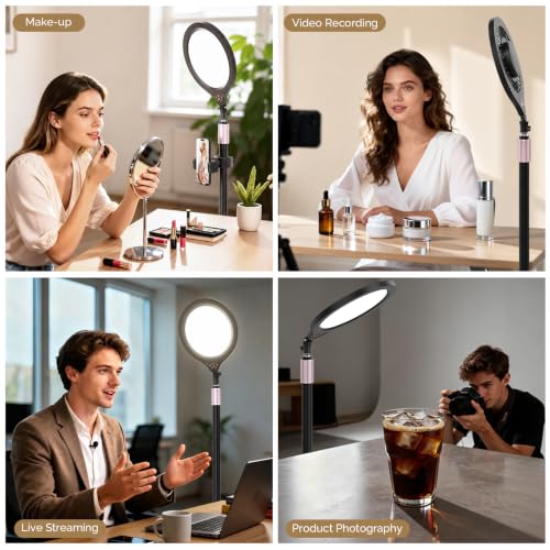 ShowMaven 14" Full Screen Ring Light with Adjustable Stand, Studio LED Ring Light with Phone Holder & 58" Stand, Selfie Light with Remote for Video Photography, TikTok, YouTube, Live Stream
