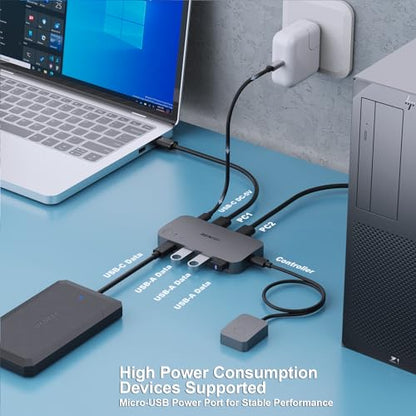 BENFEI USB 3.0 Switch, USB Switcher 2 Computers Share 3*USB 3.0 and 1*USB C with Remote Control for PC Mouse Keyboard Printer Scanner, USB KVM Switch Selector Compatible with Windows, Mac, Linux - style: Switch USBA*3+USBC+Remote Control