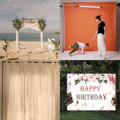 QKA10x8 FT(WxH) Heavy Duty Backdrop Banner Stand with Adjustable Telescopic Tube,Step and Repeat Stand for Parties, Photo Booths, Exhibit Events (Carrying Bag Included) - size: 10x8ft