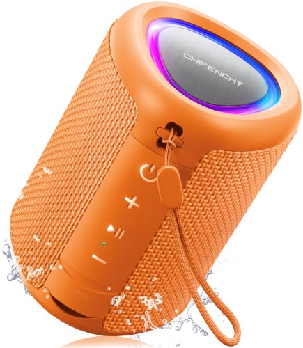 Portable Bluetooth Speaker Beach Essentials: IPX5 Waterproof for Outdoor/Powerful HD Sound/Dynamic Light/All Day Playtime/Wireless BT 5.3/TWS Pairing, Travel|Camping|Pool Accessorie, School Supplies - color: Orange