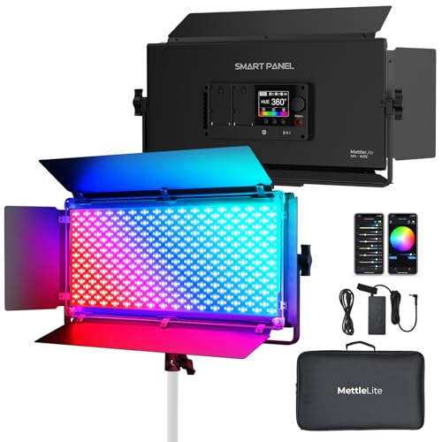 Mettlelite SPL420C RGB LED Video Light with APP Control, 360° Full Color RGB Panel Light, 2800K-8000K, CRI/TLCI 97+, 10 Scenes, Professional Photography Studio Lighting for YouTube/Stream/Photo/Video - size: SPL420C - 1 Light