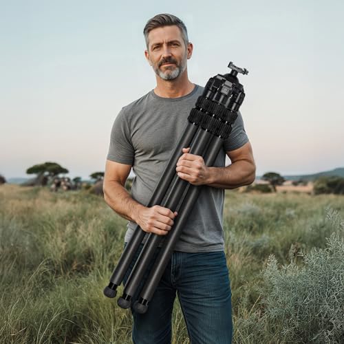 FANAUE Carbon Fiber Tripod for Shooting for Arca Swiss Quick Release Plate, Hands-Free Operation, Suitable for Hunting, Shooting and Outdoor Activities - HTC-4030-65