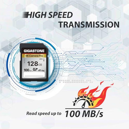 【5-Years Data Recovery】 GIGASTONE 128GB SD Card, 4K Camera Pro, UHS-I A1 V30 U3 Class 10 SDXC Memory Card 4K UHD Video Compatible with Digital Camera, Full-Sized SD Card, with 1 Mini Case - color: 128GB 4K Camera Pro SD Card 1-Pack