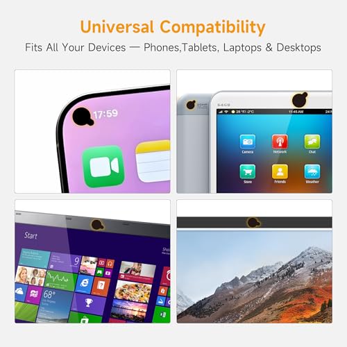 Webcam Covers 290 Pack 10 Sheets, Ultra Slim Black Matte Vinyl Reusable Camera Privacy Stickers, 5 Multi Sizes Residue-Free Webcam Blocker for Laptop, Phone, Tablet, Smart TV