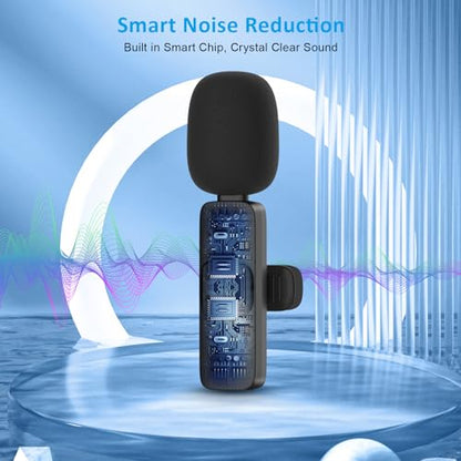 MAYBESTA Bluetooth Mini Microphone for iPhone, iPad - Wireless Lavalier Lapel Mic for Video Recording - Clip on Shirt Phone Microphones for Tiktok YouTube Interview Podcast