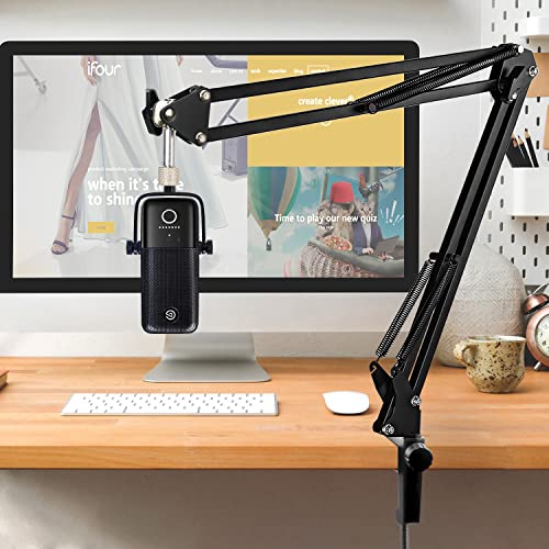 For Elgato Wave 3 Boom Arm, Mic Stand Compatible with Elgato Wave 3 Razer Seiren X Shure SM7B MV7 HyperX QuadCast S SoloCast AT2020 Blue Yeti Fifine AM8 K669B and Other Microphone - color: Elg Boom Arm