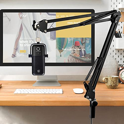 For Elgato Wave 3 Boom Arm, Mic Stand Compatible with Elgato Wave 3 Razer Seiren X Shure SM7B MV7 HyperX QuadCast S SoloCast AT2020 Blue Yeti Fifine AM8 K669B and Other Microphone - color: Elg Boom Arm
