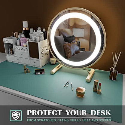 K KNODEL Small Office Leather Desk Mat, Mouse and Keyboard Pad, Computer and Laptop Mat, Desktop Protector and Cover, Writing Pad and Blotter (23.6"x13.8", Green) - color: Green, size: 23.6" x 13.8"