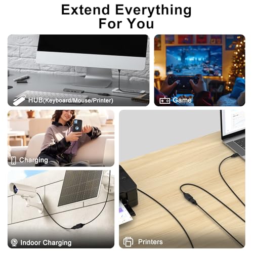 10FT 3.0A USB Extension to USB Extender Cable,USB A Extension Power Cords,USBA Male to Female Hub Fast Data Transfer Wire for HP Printer Webcam Flash Drive Hard Drive Camera Mouse