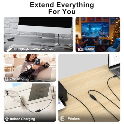 10FT 3.0A USB Extension to USB Extender Cable,USB A Extension Power Cords,USBA Male to Female Hub Fast Data Transfer Wire for HP Printer Webcam Flash Drive Hard Drive Camera Mouse