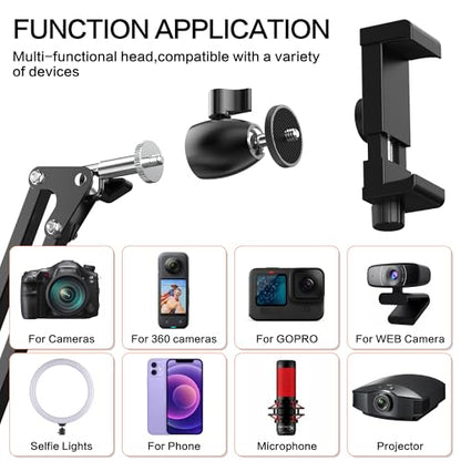 Taisioner Overhead Camera Mount Phone Holder for TikTok Live Streaming Desk Stand Flexible Camera Arm Tabletop Mount Phone Clamp for DSLR Camera/Webcam/Microphone/Lights