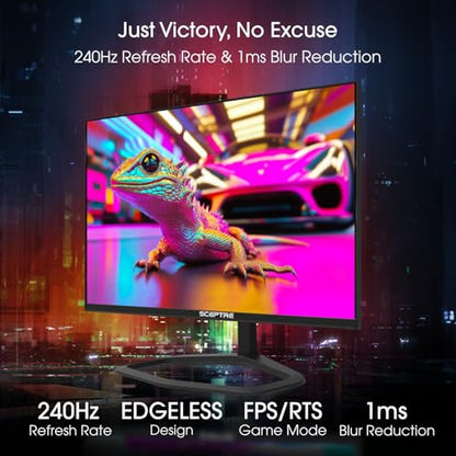 New! Sceptre 24.5-inch Gaming Monitor 240Hz 1ms DisplayPort x2 HDMI x2 100% sRGB AMD FreeSync Premium Build-in Speakers, Machine Black 2026 (E255B-FWD240 Series) - style: 2025 25" 240Hz