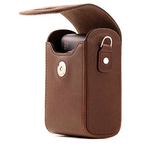 MegaGear Leather Camera Case with Strap Compatible with Canon PowerShot G7 X Mark III, G7 X Mark II, G7 X,Dark Brown - color: Dark Brown
