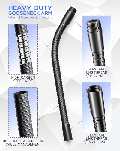 6-INCH Heavy-Duty Microphone Flexible Gooseneck Hose Arm - Mic Stand Mount Extension Tubes with Universal 5/8-27" Thread - size: 6-INCH