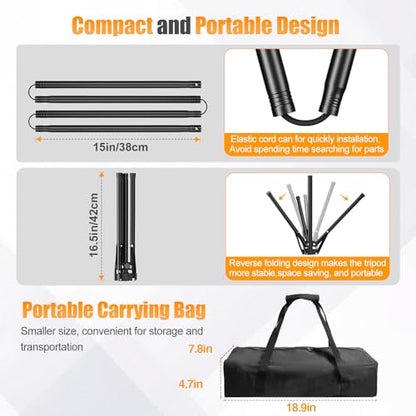 5x8ft Black & White Photo Backdrop with Stand, 2-in-1 Revisible Black White Background Screen with Portable T-Shape Stand,Carry Bag and 5 Clamps for Photography Video Meeting Streaming