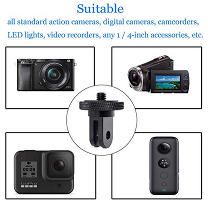 Camera Tripod Mount for Gopro Adapter, 2Pcs 1/4-20 Screw Conversion Adapter for GoPro Hero10, Insta360 X5 X4 X3, X2, Go 2, DJI OSMO Action and Other Action Cameras