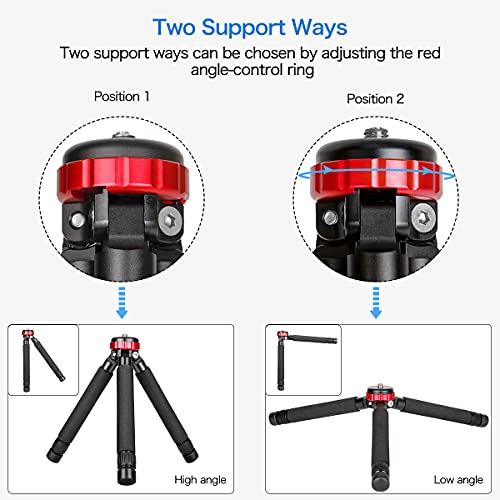 Koolehaoda Camera Mini Tripod Table Stand - Compact Aluminum Desktop Tripod | 1/4" & 3/8" Screw Mount, Compatible with DSLR Camera, Monopod, Tripod Head, Gimbal Stabilizer, Lightweight Portable Stand