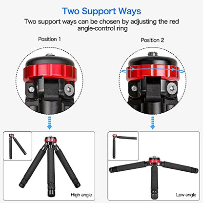Koolehaoda Camera Mini Tripod Table Stand - Compact Aluminum Desktop Tripod | 1/4" & 3/8" Screw Mount, Compatible with DSLR Camera, Monopod, Tripod Head, Gimbal Stabilizer, Lightweight Portable Stand