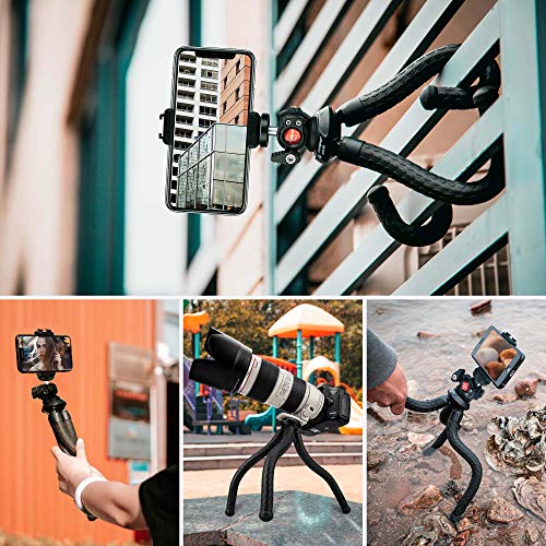 Fotopro RM-80 Flexible Tripod with Ball Head - Bendable Phone Stand for Travel Vlogging, Handheld Camera Mount, Compatible with Smartphones, Compact & Portable - style: RM-80+K2+SJ-85