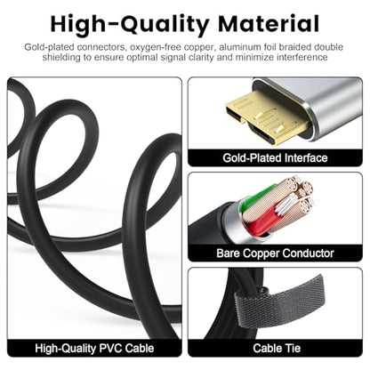 USB-C to USB Micro-B Camera Cable Cord Compatible with Nikon D5 D500 D800 D800E D810 D850, for Canon EOS 7D Mark II, 5D Mark IV, 5DS, 5DSR, 5D4, for Toshiba, Seagate Backup Plus External Hard Drive