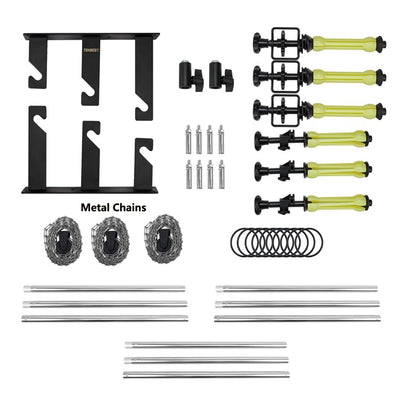 Photography Backdrop Roller Support System, 3 Rollers with Metal Chains, 120-inch Stainless Steel Crossbars, Wall/Celing/Light Stand Backdrop Mount, Background Support - color: Silver Metal Chains +120inch Crossbars
