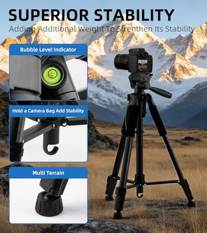 72'' Camera Tripod, Aluminum Lightweight Portable Tripods Stand with Carry Bag, Professional Travel Complete Tripod for DSLR Cellphone Live Streaming Vlog - size: 72in(Alu)