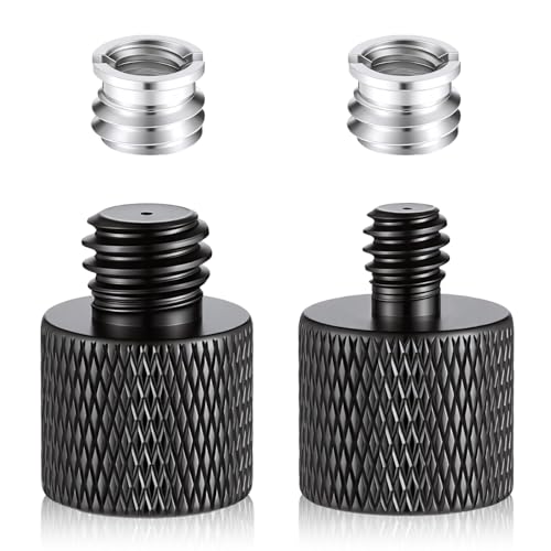 1/4 to 3/8 & 3/8 to 1/4 Camera Tripod Adapter, 4 Pack Double Head Stud Screw Thread Converter Male to Female Mounting Adapter for Camera, Monitor, Tripod, Mic Stand