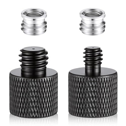 1/4 to 3/8 & 3/8 to 1/4 Camera Tripod Adapter, 4 Pack Double Head Stud Screw Thread Converter Male to Female Mounting Adapter for Camera, Monitor, Tripod, Mic Stand
