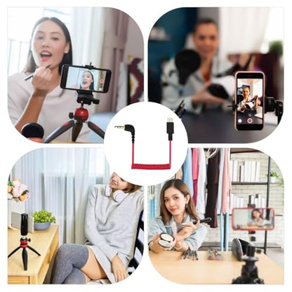 PEUTIER USB C to 3.5mm TRS Microphone Adapter Mic Cable, for Rode Wireless GO 2 / ME/Pro Hollyland Lark M1 / M2 / MAX / 150 / M1 / MAX Duo Audio Output Cable DAC Coiled Cable for Android iPhone 15