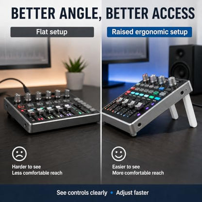 Angled Stand Legs for PCPanel Pro RGB Audio Controller – Ergonomic Tilt Display Mount | Stable Desktop Positioning | Professional Studio Mixer Accessory Kit
