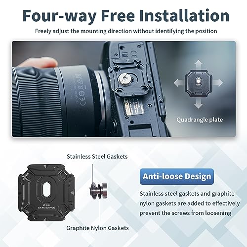 ULANZI F38 Multi-Hole Camera Quick Release Plate Kit, w 1/4" to 3/8" Screw Thread, Quick Release System QR Plate Camera Tripod Mount Adapter for Sony Canon Monopod DSLR Stabilizer Slider DJI - size: F38 Pro