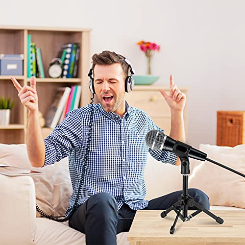 Microphone Stand Desk, BILIONE Portable Foldable Tripod with Mic Clip Holder Adjustable Desktop Microphone Stand for Dynamic Microphone