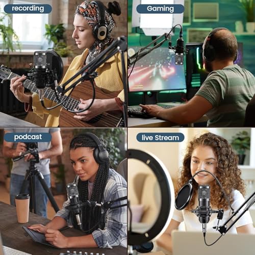 Podcasting Equipment Bundle, BM-800 Studio Kit with Voice Converter for Gamers,and All-in-One DJ Mixer Perfect for Laptop Vlog Living Broadcast Live YouTube TikTok (V8K)